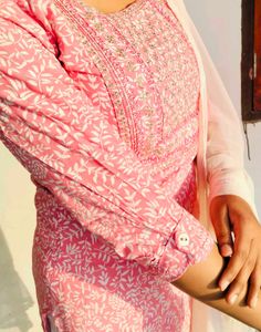Pink Floral Print Kurta Set