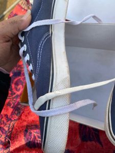 New Navy Blue Sneakers With White Strap