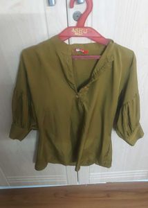 Olive Green Button-Up Shirt