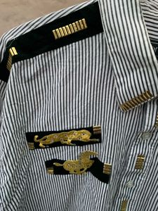 Marquis Brand Striped Animal Print Shirt