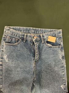 Wide Leg Distressed Denim Jeans