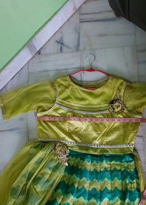 Yello N Green Gown With Duppata
