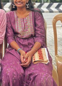 Elegant Embroidered Mauve Dress