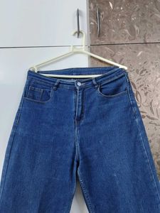 Blue Wide Leg Denim Jeans