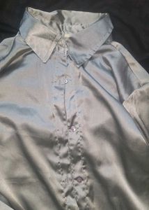 Satin Silver Shirt partywear