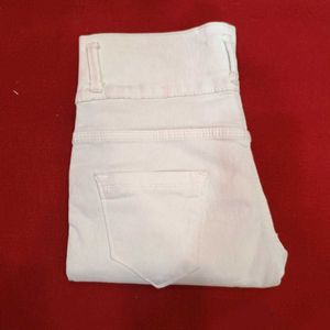 White Jeans with Striped Detail