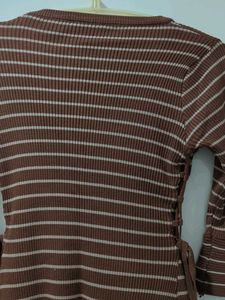 Striped Brown Casual Dress