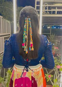 Navratri Style Denim Jeans Nd Shrug Jacket