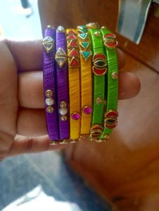 Silk Theard Bangles Mutli Colour