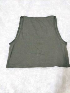 Olive Green Cropped Tank Top