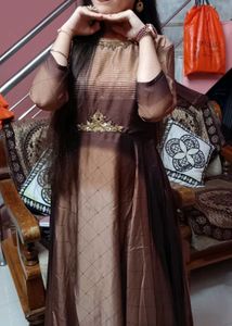 Full Flare Brown Kurta