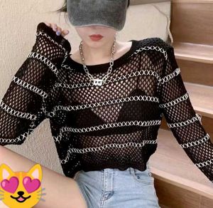 Mesh Knit  Crochet Crop Top