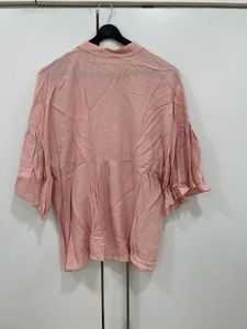 🎀 Baby Pink Crepe Top Pussy-Bow Neck Flowy &amp; Chic