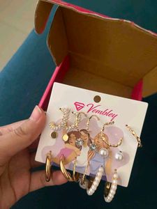 Earring Set - Gold Hoops &amp; Pearl Accents!
