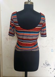 Red Boho Print Top