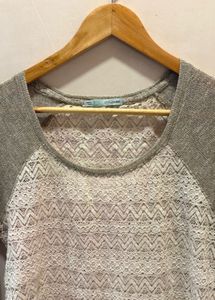 Beautiful Lace Top With Knit Sleeves