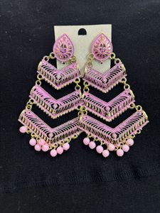 Pink Indian Long Earrings