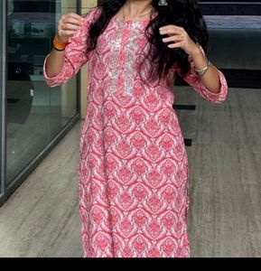 Pink Printed Kurta