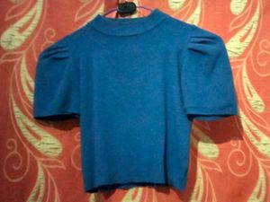 Blue Puff Sleeve Top