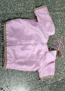 Elegant Pink Saree with Gold Border