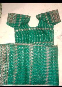Emerald Green Sequined Sari
