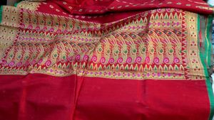 Bright Red Festive Saree