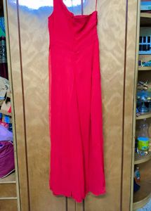Red Colur One Shoulder Jumpsuit Dress With Sequence Work On The Sides
