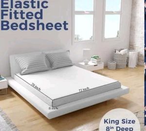 Cotton Elastic Fitted Double Bedsheet