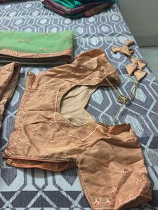 Peach &amp; Neon Green Lehenga (Set Of 3)