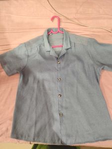 Thin Fabric Blue Casual woman shirt