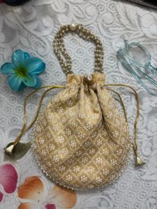 Beaded Drawstring Pouch