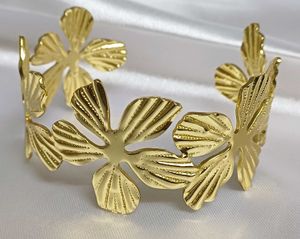 Floral Cuff Bracelet - Gold Tone