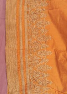Mustard Net Sleeves Stand Collar Kurti