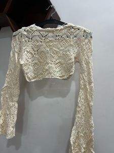 White Crochet Crop Top - Zara