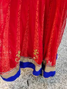 Red Embroidered Anarkali Suit