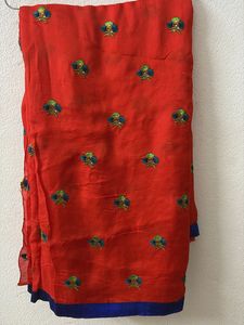 Elegant Red Embroidered Saree