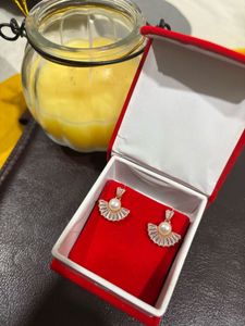 Pearl &amp; Crystal Fan Earrings