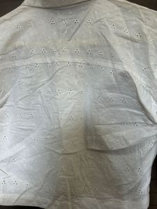 White Embroidered Crop Top