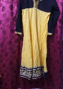 Yellow Colour Gown Kurti With Jacket Designer