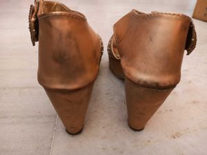 Gold Heels with Bow Detail
