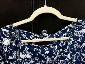 Blue Puff Sleeves Crop Top