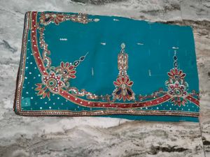 Elegant Teal Saree💥💥festive offer