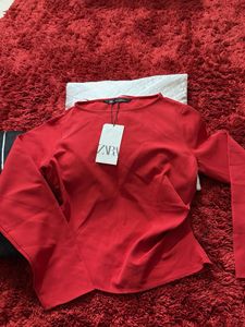 Zara Red Long Sleeve Top