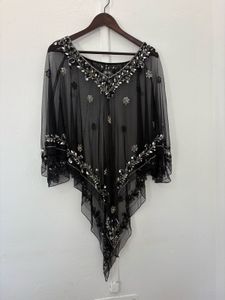 Elegant Embellished Poncho Top