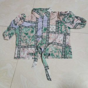 Floral Print Tie-Front Top