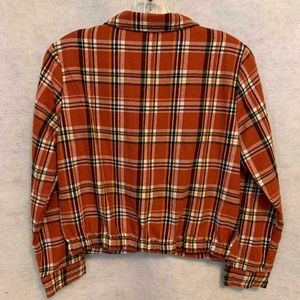 Orange Checkered Tie-Knot Shirt for Women