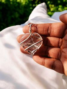 Clear Quartz Crystal Heart Pendant