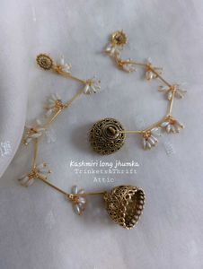Kashmiri Style Long Chain Jhumka Earrings
