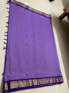 Purple Cotton Saree with Border