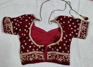Maroon Velvet Bridal Lehenga